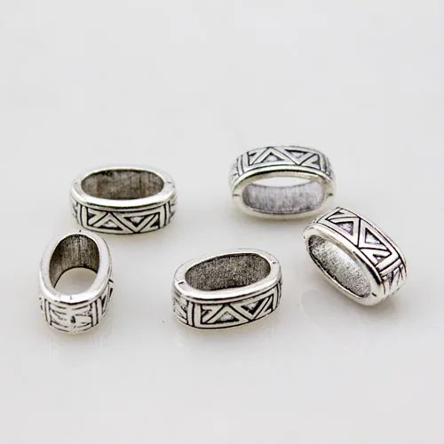20pcs/lot Antique Silver Color 11*6mm Large Big Hole Beads Vintage Metal Spacer Beads For Bracelet  Diy Jewelry Making Findings