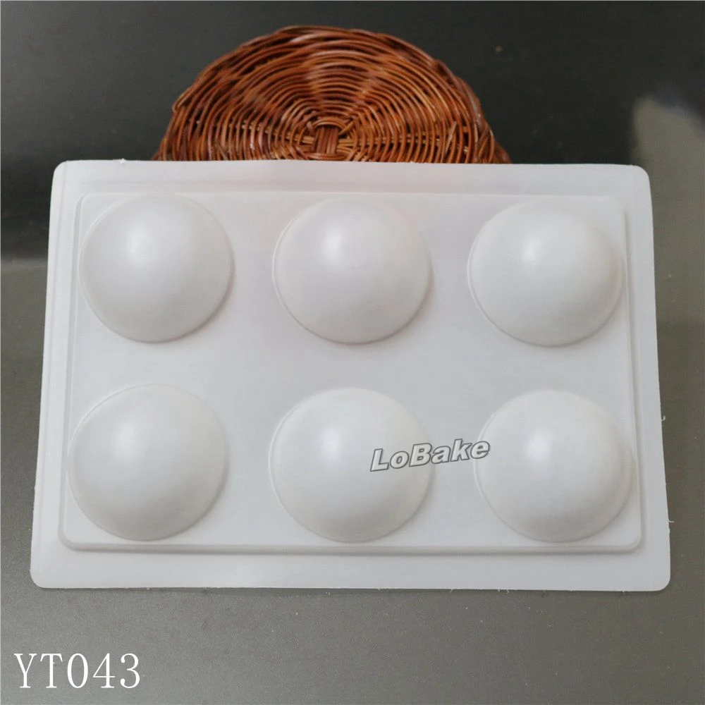 (5pcs/lot) 6 cavities Half-ball 4.5cm diameter shape Semi-transparent PP Plastic Mooncake pudding Chocolate Mould