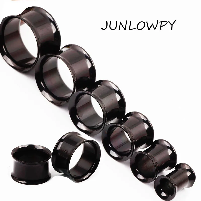 

JUNLOWPY Double Flared Silver Black Rainbow Blue Gold Flesh Tunnels Ear Piercing Plugs Gauge Stainless Steel Earrings Expanders