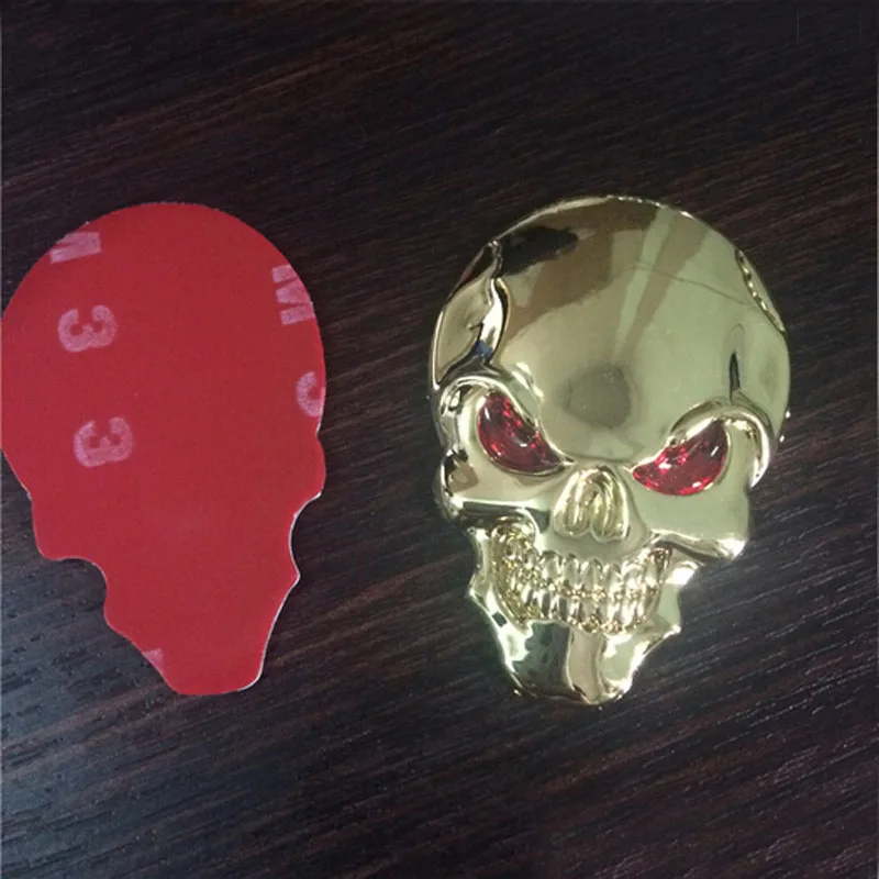 Calcomanía de Metal 3D para coche y motocicleta, pegatinas de calavera negra y dorada, emblema, insignia