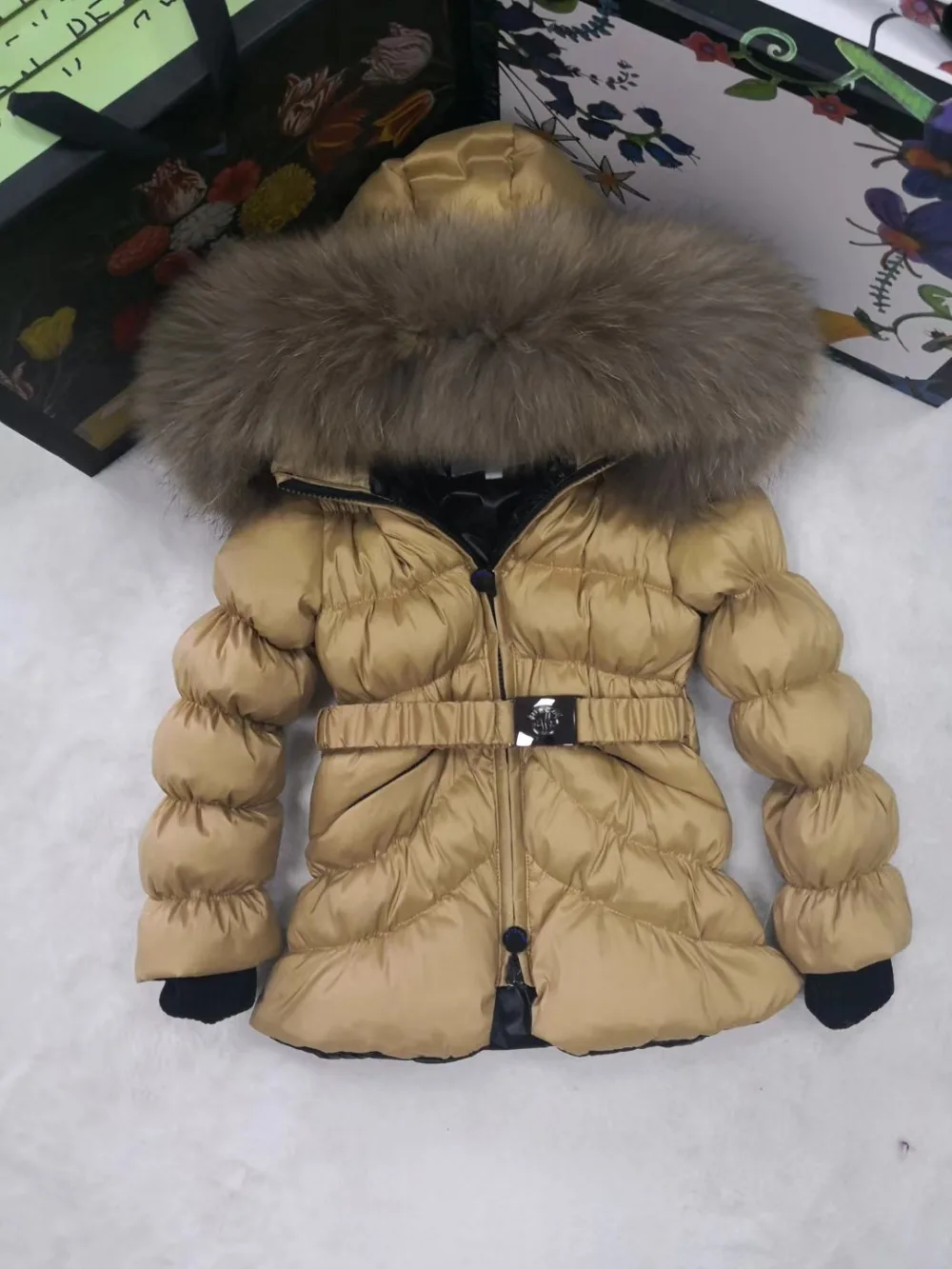 brand 2021 Winter Jacket Children down jackets & PANT duck down Fur hooded girl snowsuit boy Suit set outerwear ski suit famous