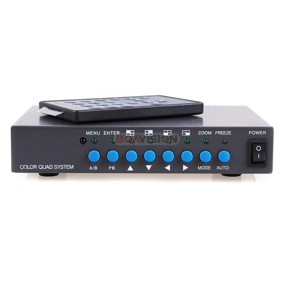 4CH Color Video Digital Color Quad Splitter Processor With VGA-OUT For CCTV Security System With BNC Switcher Splitter