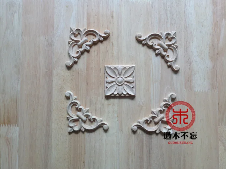 

Wood dongyang wood carving square corners flowers applique smd fashion carved wood furniture kitchen cabinet flower