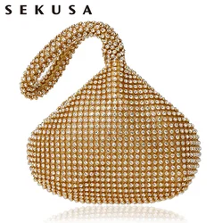 SEKUSA-Bolsos de noche con cuentas suaves para mujer, cubierta de estilo abierto para dama, bolsos de dama de boda, monedero para regalo de Año Nuevo, embrague