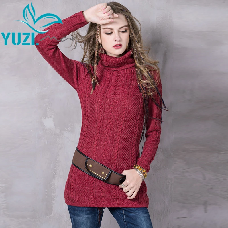 

Sweater Women 2017 Yuzi.may Cashmere Pullovers Turtleneck Jacquard Skin Friendly Warm Pull Femme B9156 Women Sweaters