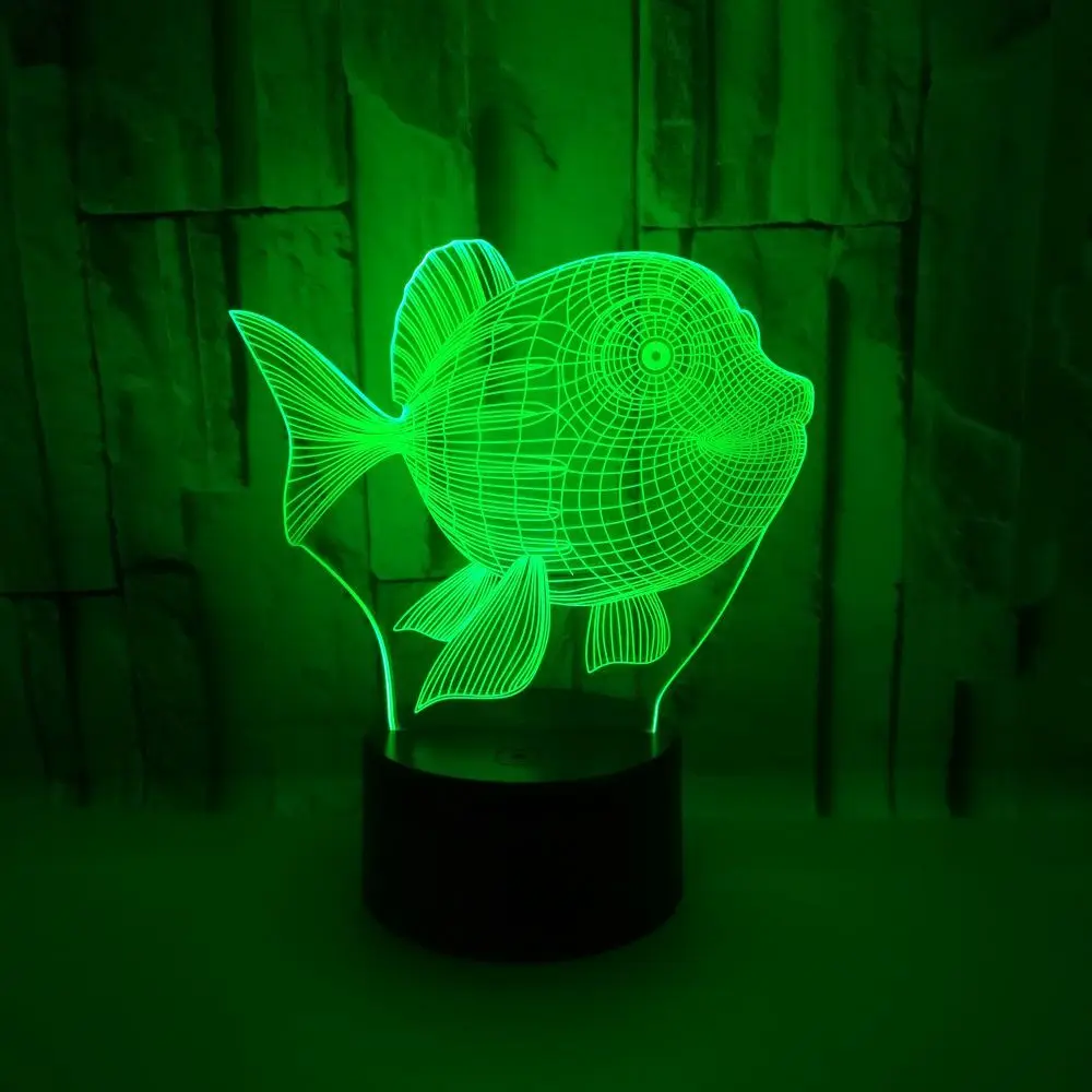 

Fish 3d Small Table Lamp Gift Atmosphere Factory wholesale 7 color change Desk Lamp Lovely cartoon children's toys