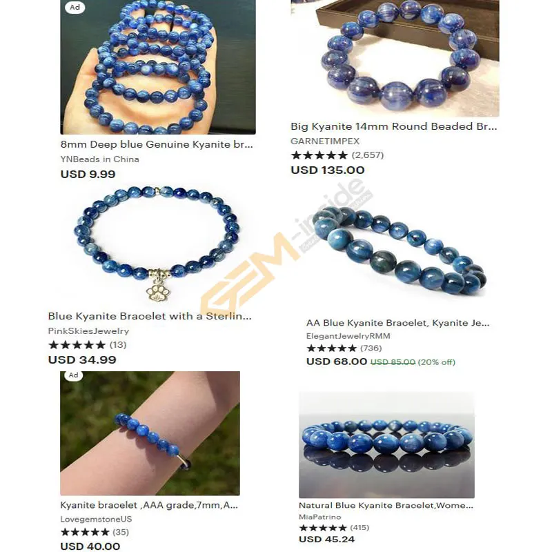 Natural Stone Round Blue Kyanite Beads For Jewelry Making Strand 15\