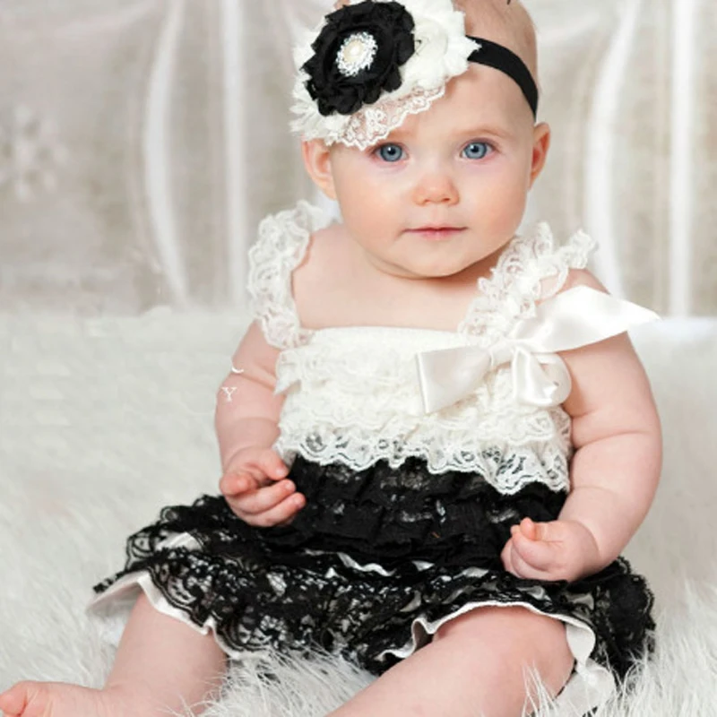 2020 Baby Lace Rompers Infant Lace Romper with Straps Ribbon Bow Kids Jumpsuit Baby Girls Lace Ruffled Petti Romper DS9