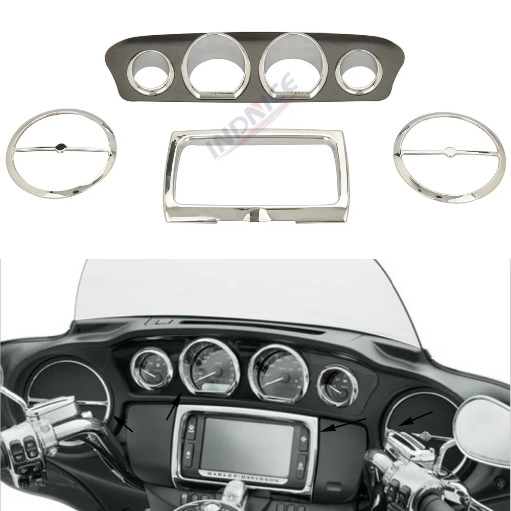 

Chrome dashboards Inner Fairing Trim Kit For Harley Electra Glide Street Glide Ultra Limited 2014-2018