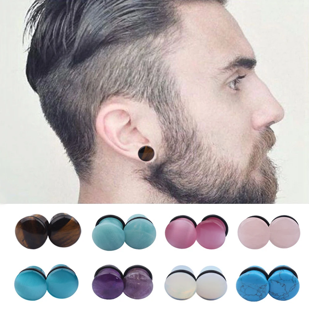 Alisouy 1PCS Stone Ear Plugs Gauges Earrings Women Men Ear Plug Flesh Tunnel Piercing Expander Ear Stretcher Body Jewelry 5-16mm