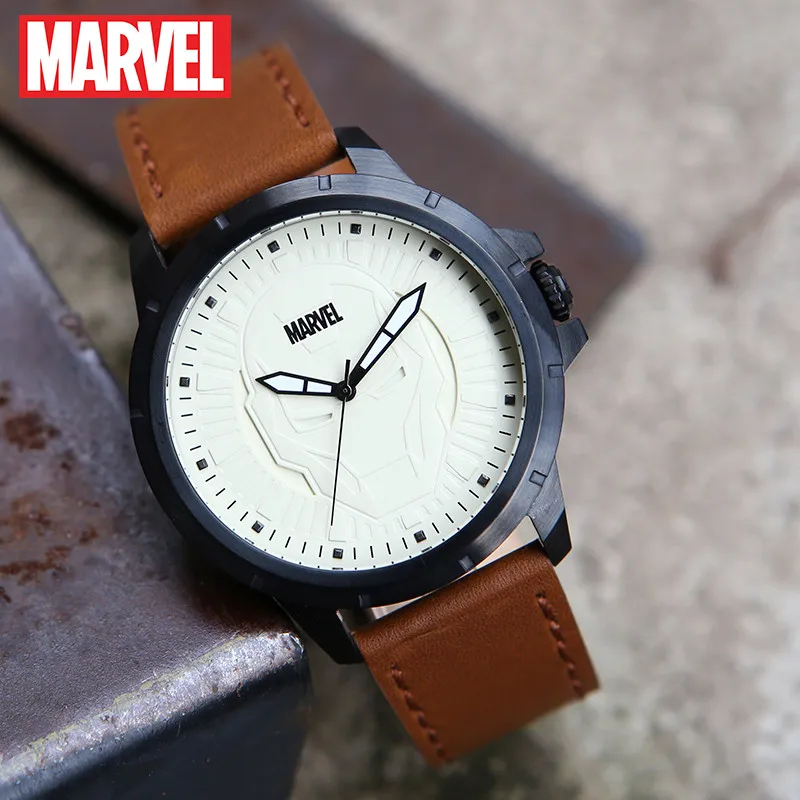 authorize original Marvel Avengers Iron mann QUARTZ WATCH  Waterproof  MEN Watches LEATHER  Male Luxury M-9020