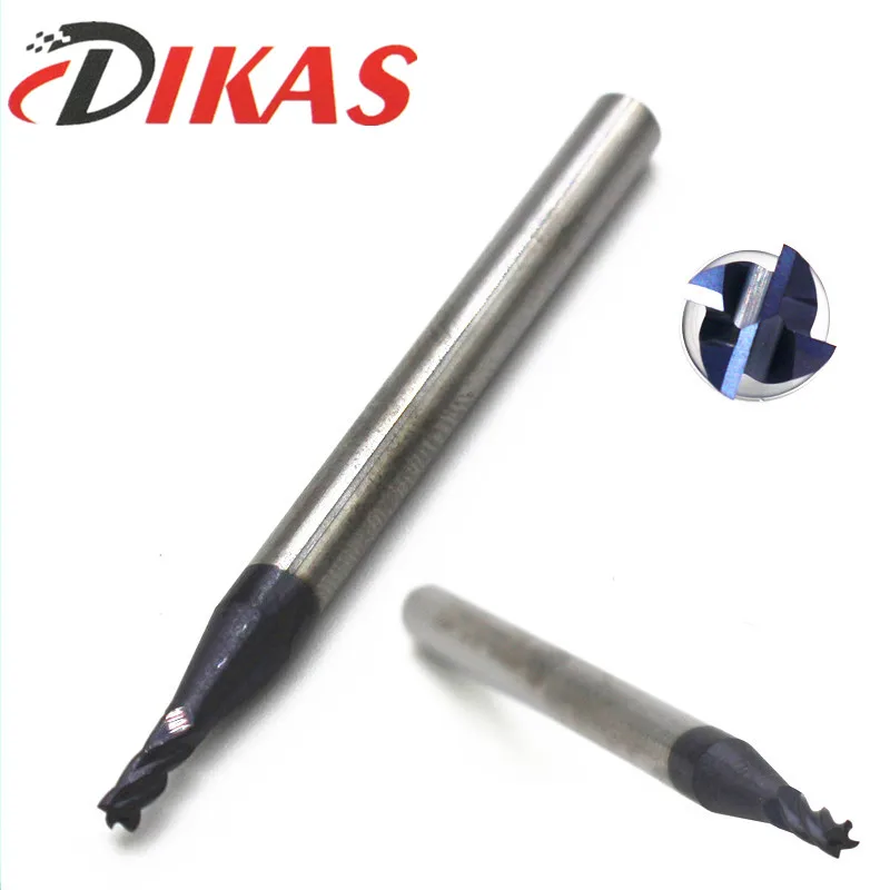 Dikas 45HRC d2*D4*50L*4F material Carbide Square Flatted End Mill 4 flute 2mm coating nano use for High-speed milling machine