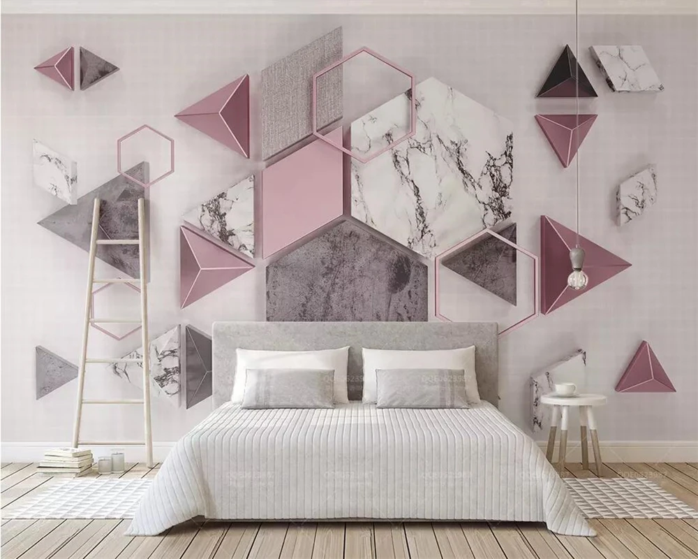 

Wallpaper mural 3d geometric polygon marble texture stitching 3d living room bedroom TV background wall 3d wallpaper