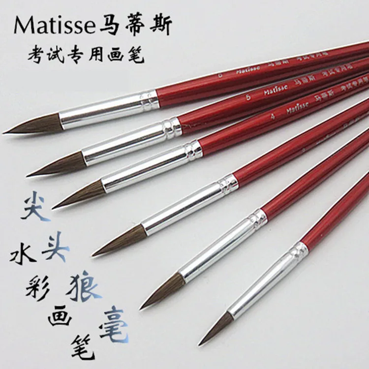 6Pcs Top Grade Value Hair Round Point Paint Brush Set for Gouache Acrylic Watercolor Painting DIY Craft