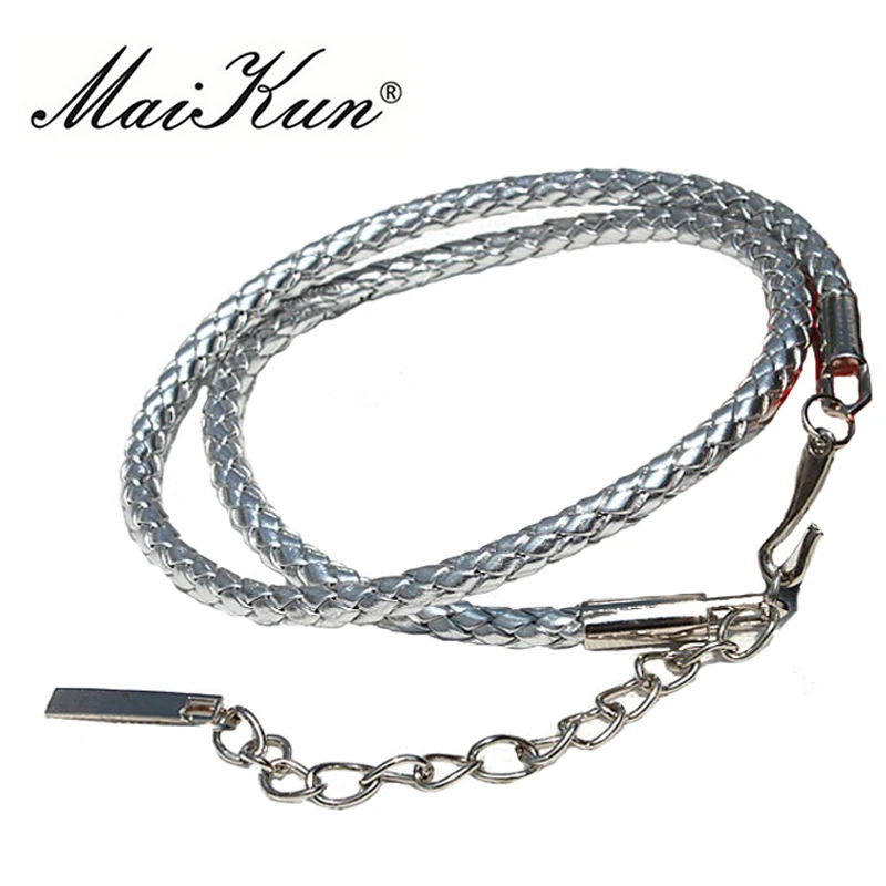 Maikun Belts for Women Fashion Braided Leather Female Belt Gold Chain Women Belt Hook Buckle