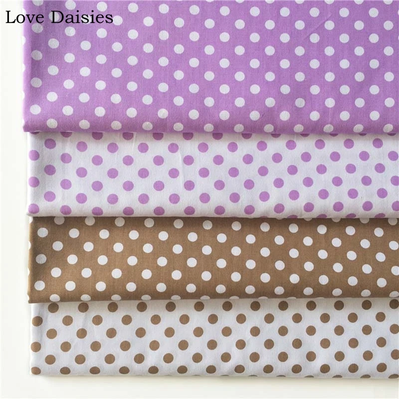 100% Cotton PURPLE BROWN PINK BLUE WHITE Polka Dot Twill Fabrics DIY for Kids Bedding Cushion Dress Handwork Quilting Patchwork