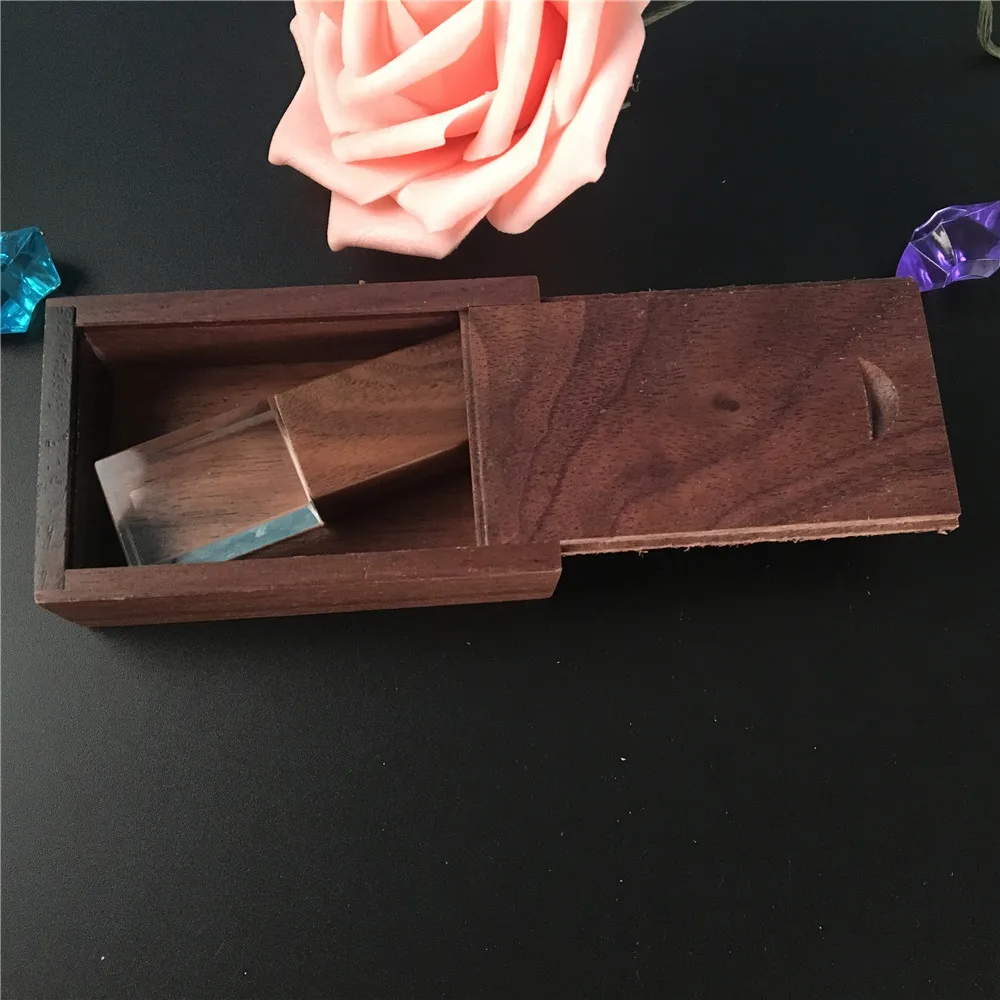 Свадебная фотография с пользовательским логотипом деревянная Хрустальная + деревянная коробка USB 2,0 Версия фонариков с памятью