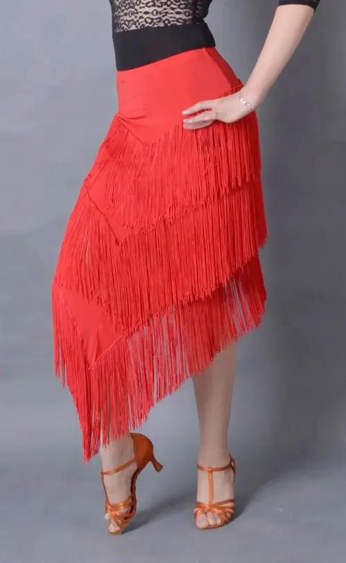 

Latin dance multi layers slanted fringes tassel long Latin skirt S12043
