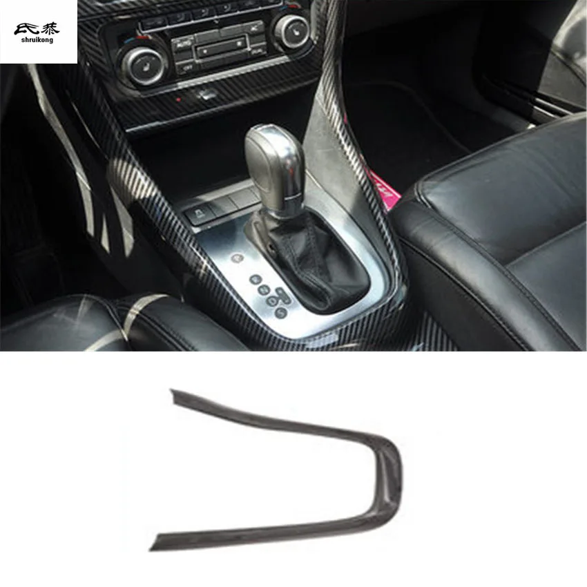 1PC Car Stickers ABS Carbon Fiber Grain Gear Panel Decoration Cover for 2009-2013 Volkswagen VW Golf 6 MK6