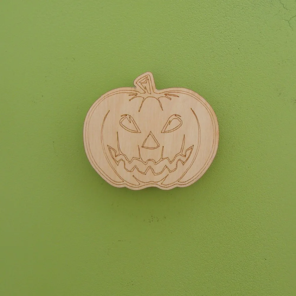 Jack-o-Lantern fridge magnet engraved wood ceramic, laser, gift, birch, Halloween pumpkin, autumn, fall, October