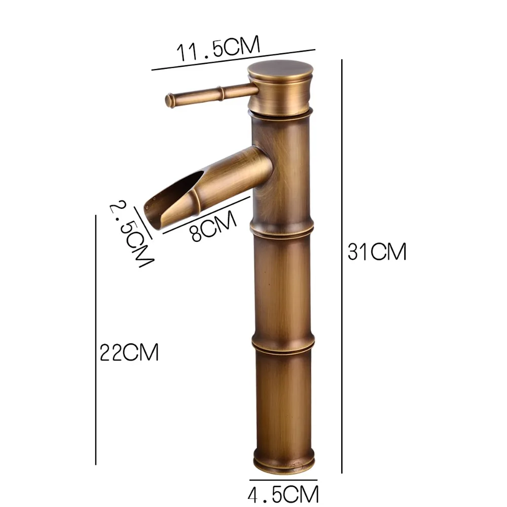 Bathroom Bamboo Sink Faucet Antique Bronze Finished Hot and Cold Water Mixer Crane Bathroom Tall Sink Tap ML7408T