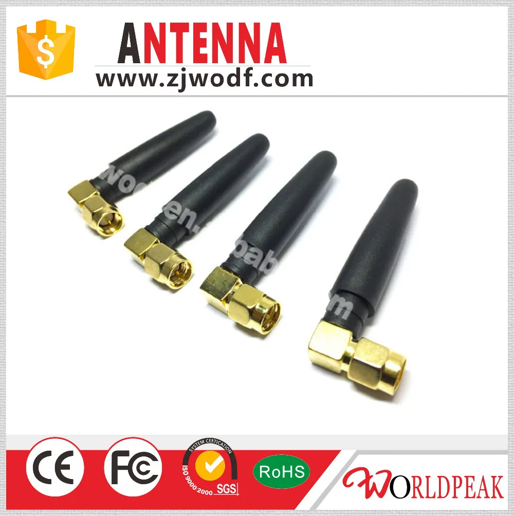 Free shipping 5 pcs 2.4GHz SMA right angle Omni-directional antenna gain 2dbi length 5cm