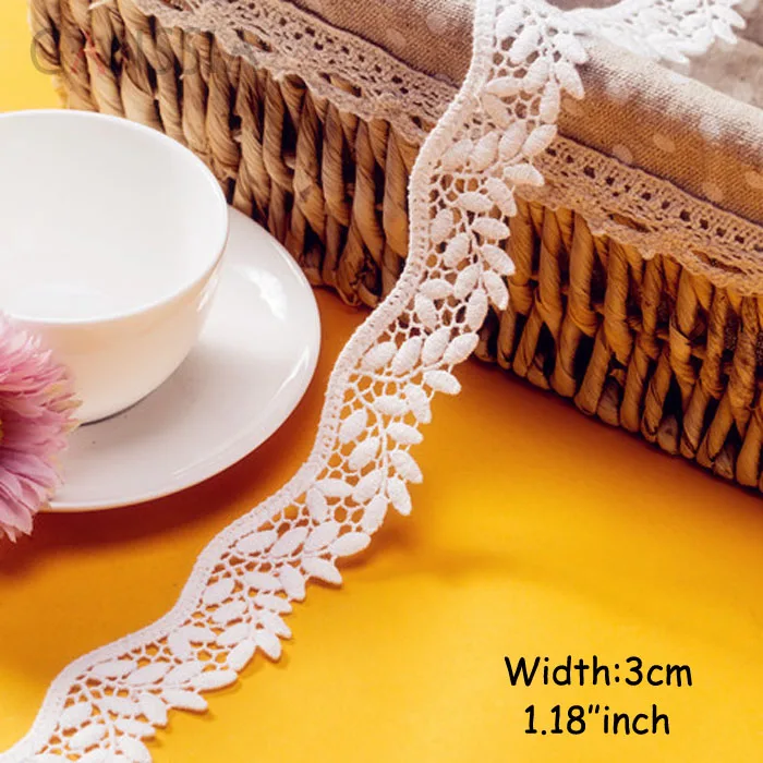 1yard Width:3cm Leaf Wave Design Cotton Lace Embroidered Trim Lace for DIY Decoration (ss-571)