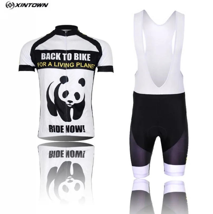 XINTOWN Cycling Jersey Bib shorts White Men Bike Clothing Panda Pro MTB Bicycle Top Cycling Wear Shirts for summer