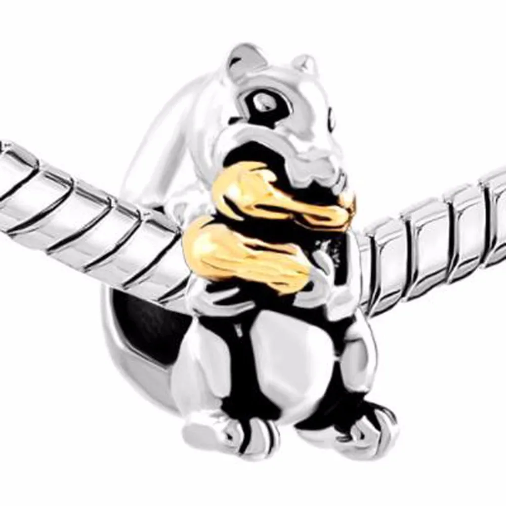 slide charm  Peanut Cute Squirrel Animal Charms For Bracelets European Bead Fit Pandora Bracelet