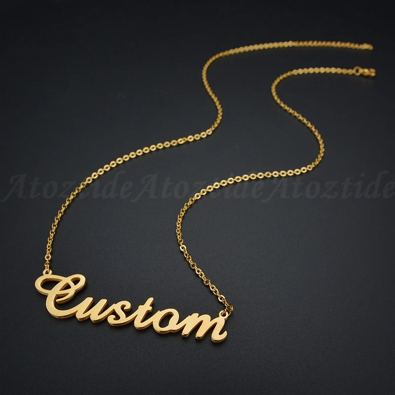 Atoztide-Collar personalizado de acero inoxidable con nombre, gargantilla de Color dorado con letras personalizadas