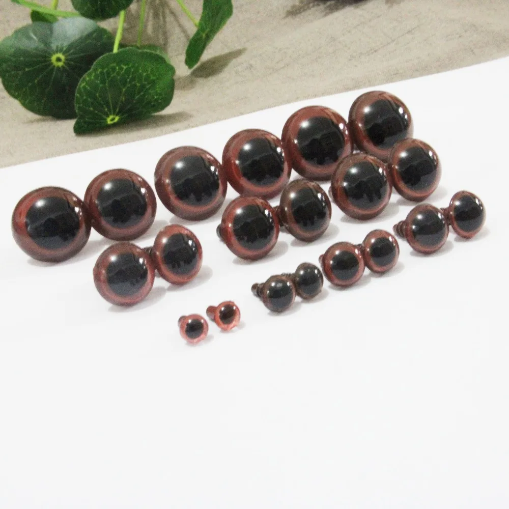 

100pcs 6mm-24mm round plastic safety brown toy eyes with washer for diy doll plush doll--size option