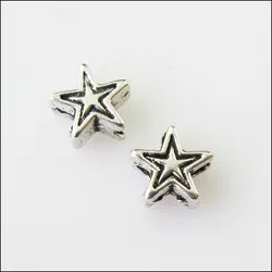 100Pcs Antiqued Silver Color Tiny Star Spacer Beads Charms 6mm