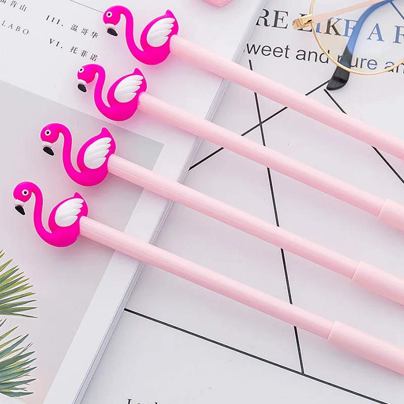 24 Pcs Creative Cartoon Pink Flamingo Office Signature Pen Neutral Pen Student Stationery Examination Learning Supplies