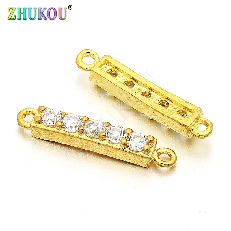 3*16mm Latão Cubic Zirconia Coluna Conectores DIY Jóias Fazer Colar Pulseira, Buraco: 0.8mm, Modelo: VS36