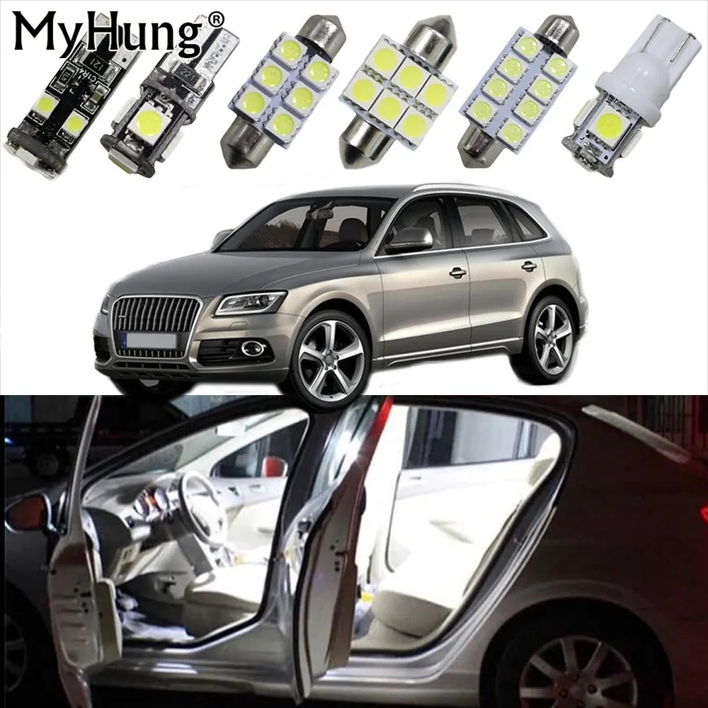 Map Led Light For Audi Q5 Car Interior Light Replacement Bulbs Dome Lamp Bright White Rear Dometrunk Light T10 36mm 13pcs