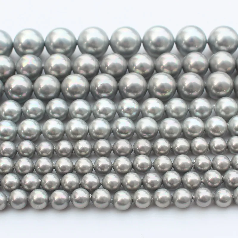 Gray Shell Pearl 6-14mm Round Loose Beads 15