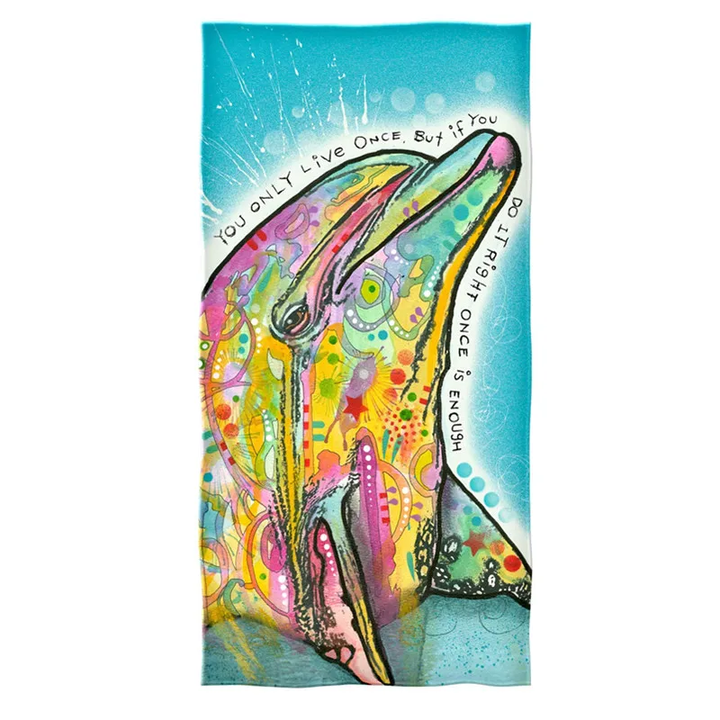 Cute Baron Bay Dolphins Beach Travel Towel Novelty Dolphin Bathroom Towels for Children Swim Pool Towel Ocean Sea Animal Bath