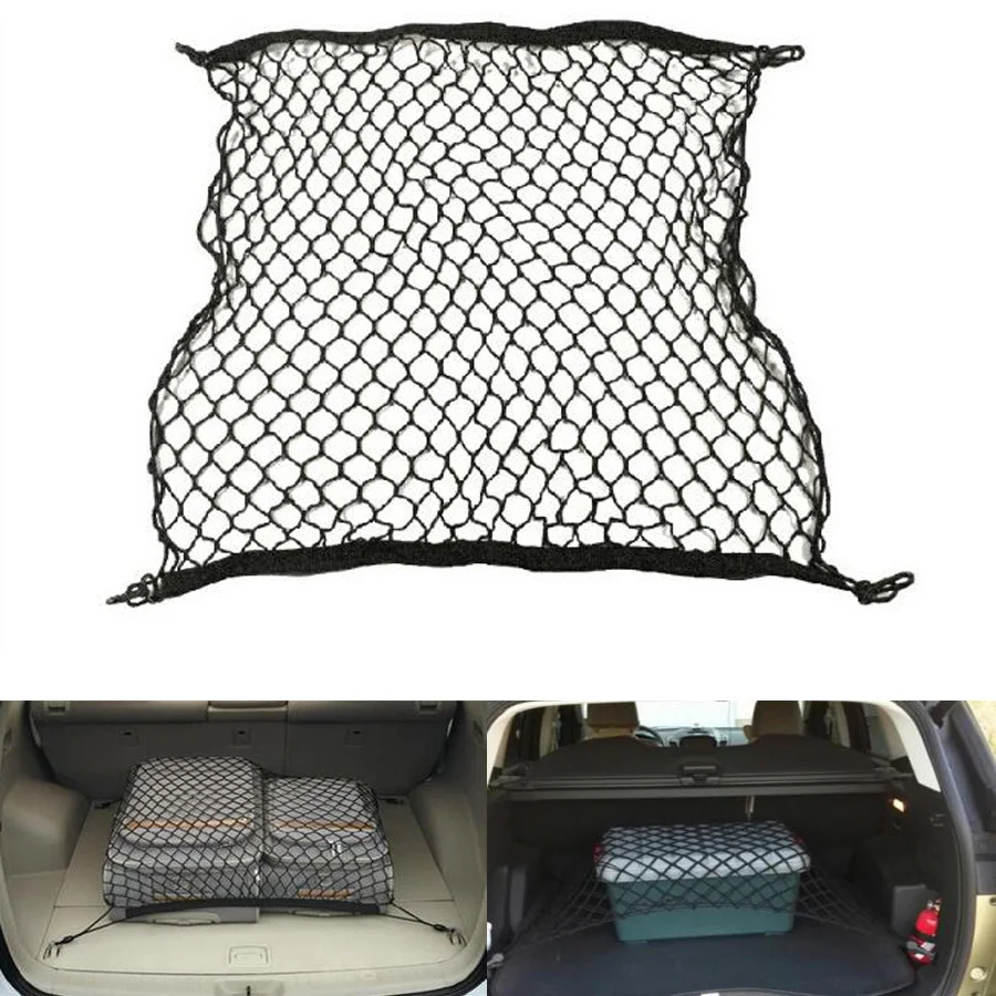 

70 x 70CM Universal Car Rear Trunk Cargo Luggage Storage Organizer Mesh Net Bag with 4 Hooks Fit for SUV Toyota RAV4 CRV 4X4