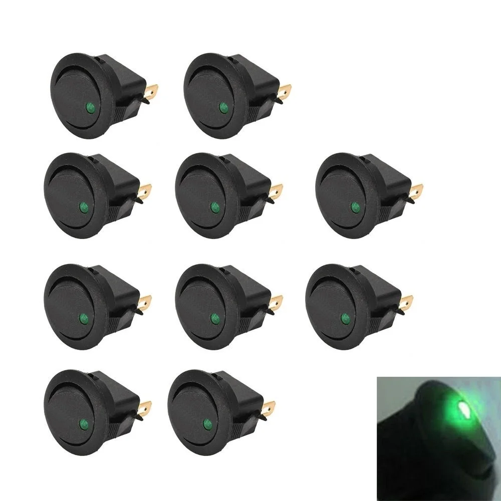 EE 지원 10Pcs 유니버설 LED 토글 스위치 ON/OFF 자동차 액세서리 12V 19mm 3Pin 라운드 도트 보트 로커 스위치 뜨거운 판매
