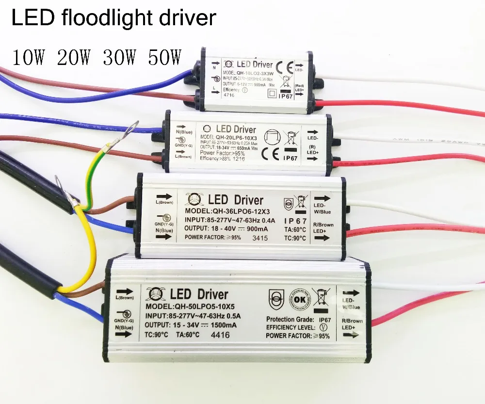 WaterProof ip67 Power Supply LED Driver for 10W 20W 30W 50W LED Floodlight