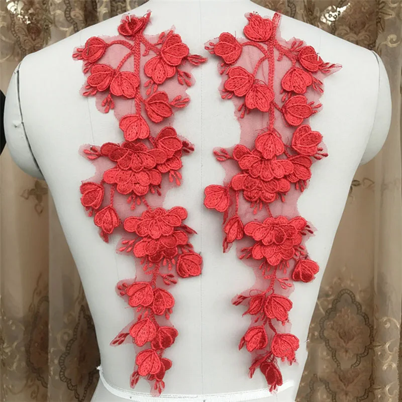 10Pieces Red Ivory White Lace Applique Collar Mesh Soft Laces Appliques Fabric Venise Lace Trim Supplies Accessories
