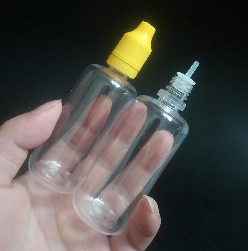 60ml Empty Bottle PET Plastic Dropper Bottles with Long and Thin Tips Tamper Proof Childproof Caps E Liquid Needle Bottle