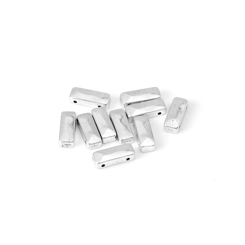 10pcs/lot 2-Hole rectangle antique silver Alloy Spacer Bar beads Jewelry Making DIY Connectors Charm for necklace bracelet