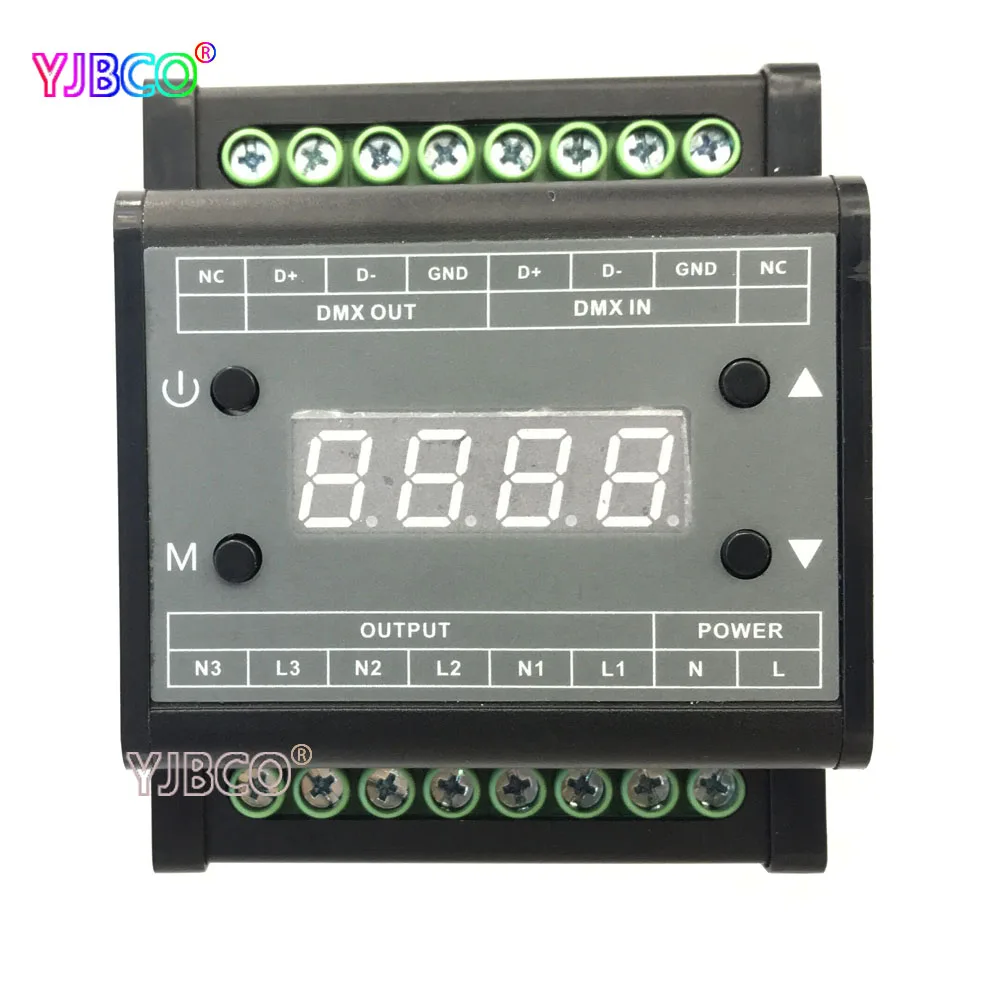 DMX302 High voltage DMX triac led dimmer brightness controller AC90V-240V 50Hz/60Hz Output 3channels 1A/CH for led panel light