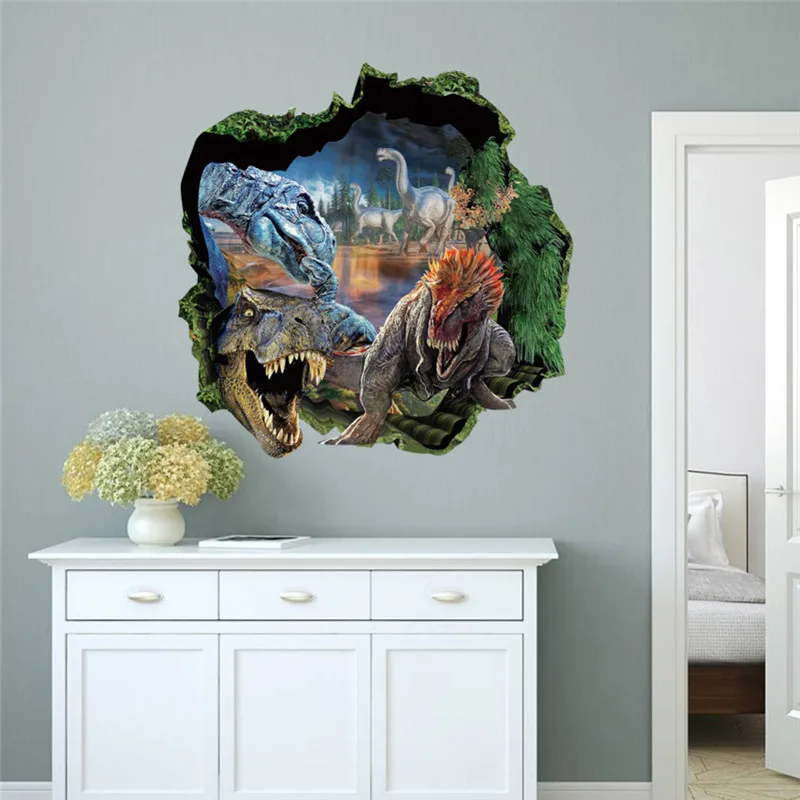 On Sale Amazing Boys Room Decor 3d wall stickers dinosaur home decor living room bedroom kids room PVC wall decals mural art