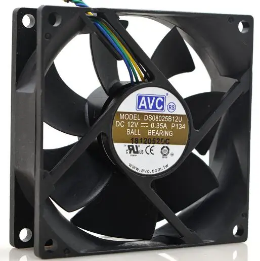 AVC 8025 0.35A 8CM DS08025B12U 12V 4 wire PWM intelligent temperature control CPU fan