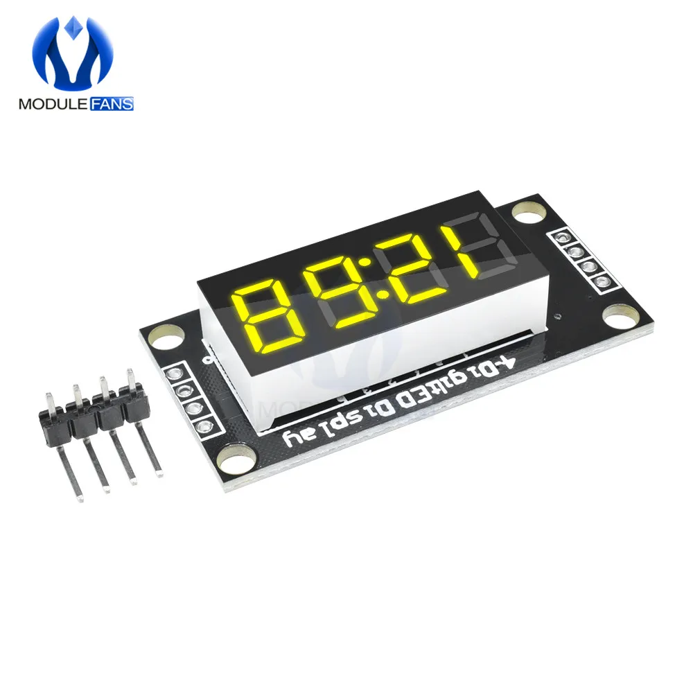 Tm1637 módulo de tela led de 0.36 polegadas, 4 dígitos, 7 segmentos com relógio digital e pontos decimais, amarelo