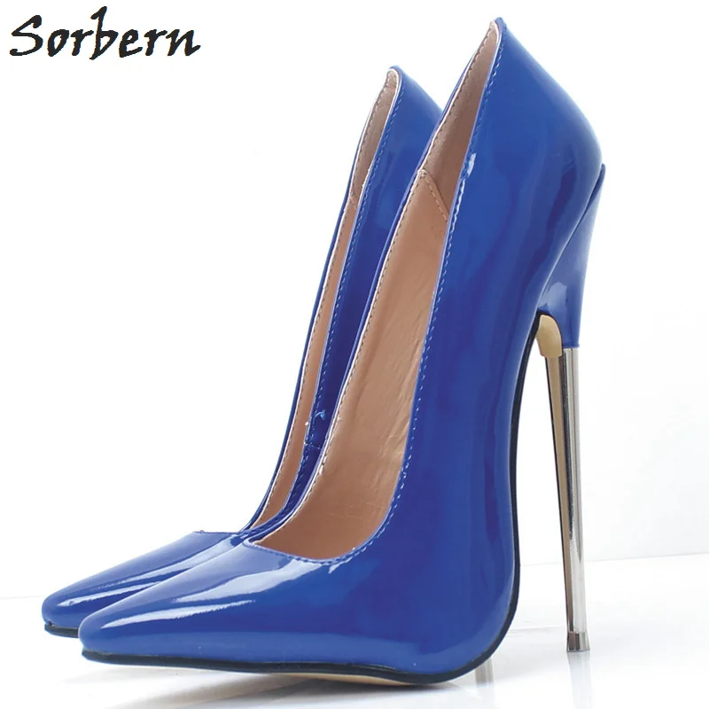 

Sorbern Metal Stilettos Women Shoes High Heel Fetish 18cm Pumps Sissy Boy Slip On Pointy Toe Shoes Pump Custom Colors New