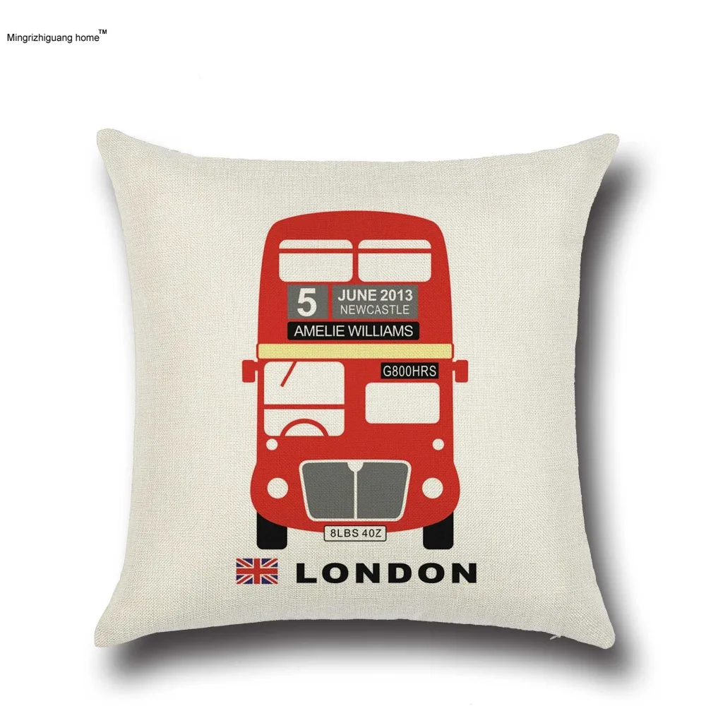 1PC Retro Car Paris Bus Taxi One Side Printing Home Decor Sofa Car Seat Decorative Cushion Cover Pillow Case Capa Almofad OU 011