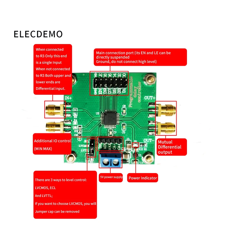 High precision pulse square wave signal delay circuit module ps level precision program control multi-channel synchronization